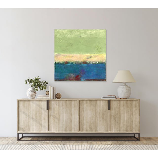 Green Awh 340 - Abstract Minimalist Textured Layered Colorfield Oil Painting on Canvas Original Artwork by Bernhard Zimmer For Sale - Image 8 of 9