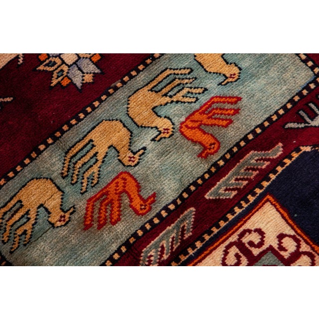 Ruby Red Vintage Persian Handmade Ruby-Red Tribal Wool Rug For Sale - Image 8 of 10