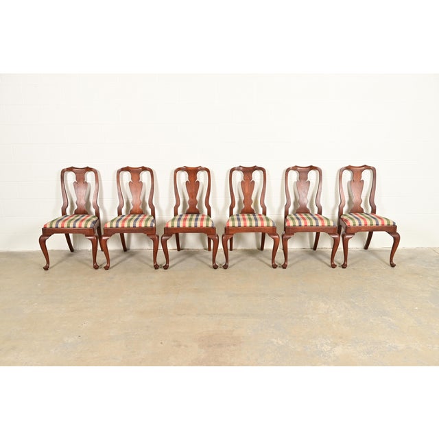 Queen Anne Henkel Harris Queen Anne Solid Cherry Wood Dining Chairs, Set of Six For Sale - Image 3 of 13