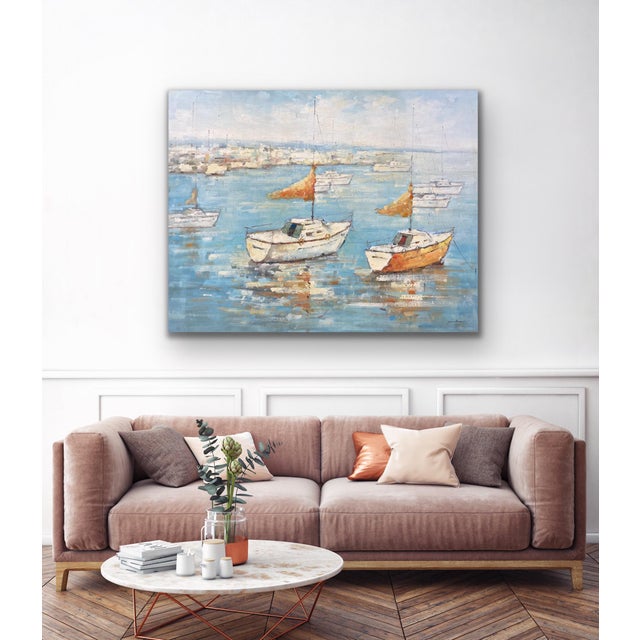 2020s Contemporary Impressionist Style Nautical Original Oil Painting, 48" X 60" For Sale - Image 5 of 12