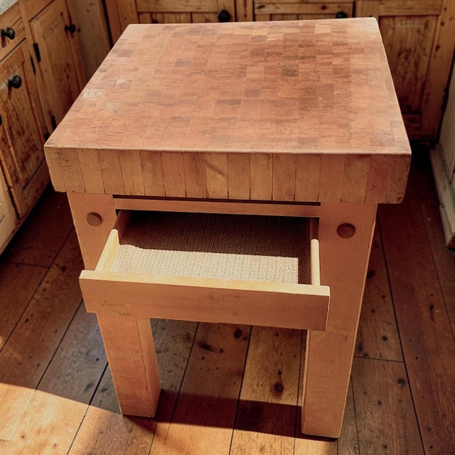 Le Gourmand Kitchen Island Butcher Block Table With Drawer and Pull Out Cutting Board For Sale In Palm Springs - Image 6 of 14