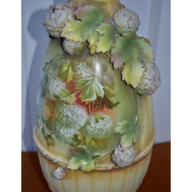 Robert Hanke Porcelain Vase Antique Austria Art Nouveau 3d Floral Encrusted For Sale - Image 14 of 18