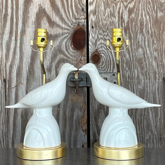 Late 20th Century Vintage Late 20th Century Boho Love Bird Lamps - a Pair For Sale - Image 5 of 6
