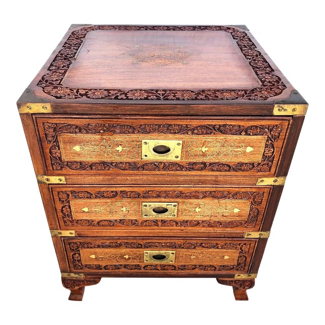 Mid-Century Anglo-Indian Rosewood Chest Nightstand For Sale