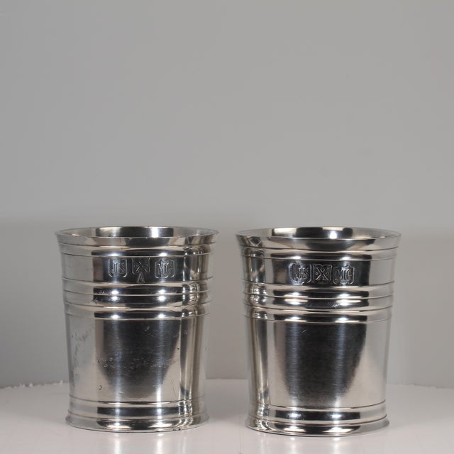 English Pair of 1980s John Somers 'Copo De Whisky' Pewter Cups For Sale - Image 3 of 5