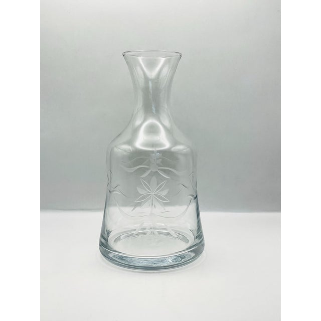 Vintage Clear Etched Glass Carafe For Sale - Image 4 of 9