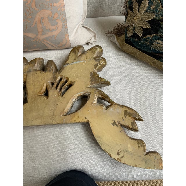French Vintage Large Architectural Gilt Pediment Overdoor For Sale - Image 10 of 13