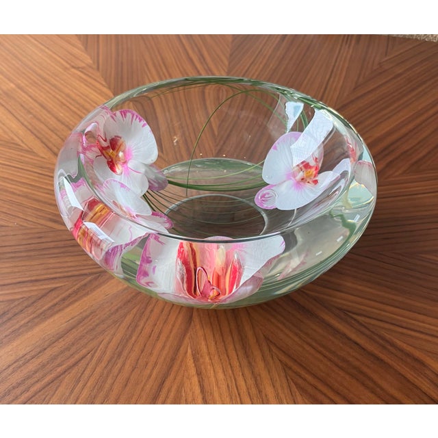 Contemporary Emilio Robba White & Pink Phalaenopsis Orchid Centerpiece Resin Bowl For Sale - Image 3 of 9