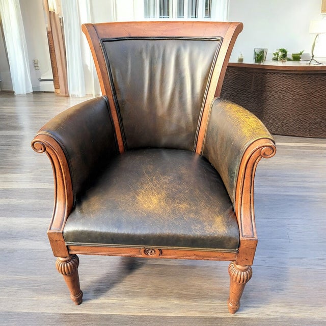 1990s Elevate Your Home With This Exquisite Pair of Limited Edition Side Leather Chairs by Baker Furniture. For Sale - Image 5 of 10