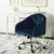 Navy Blue Albert Tufted Velvet Chrome Leg Swivel Office Chair in Navy & Chrome For Sale - Image 8 of 9