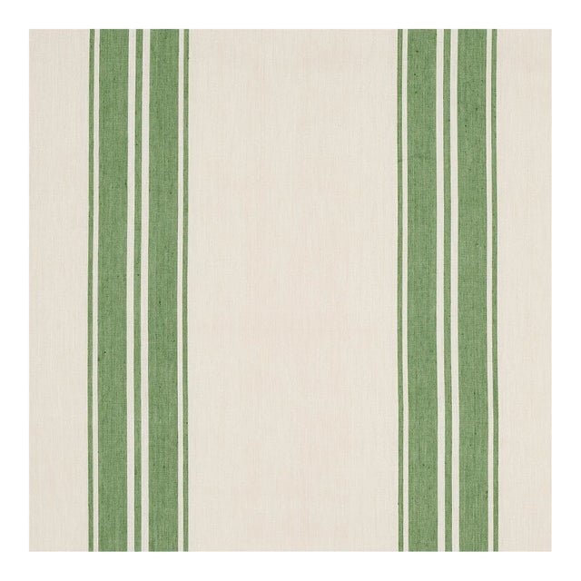 Schumacher x Mark D. Sikes Brentwood Stripe Fabric in Leaf Green For Sale