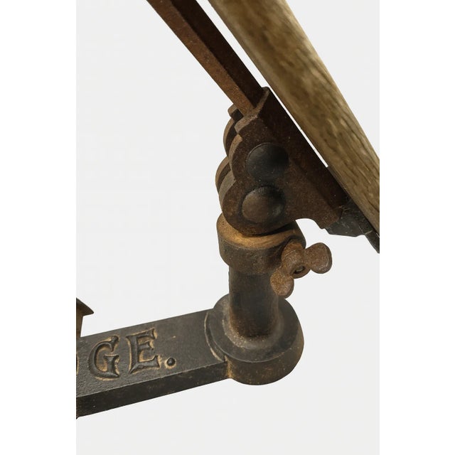 Antique Limoges Factory Artist’s Cast Iron & Wood Detailing Armrest – 1916 For Sale - Image 6 of 11