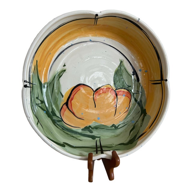 Large Studio Pottery Hand Painted Serving Bowl by Donna Toohey For Sale