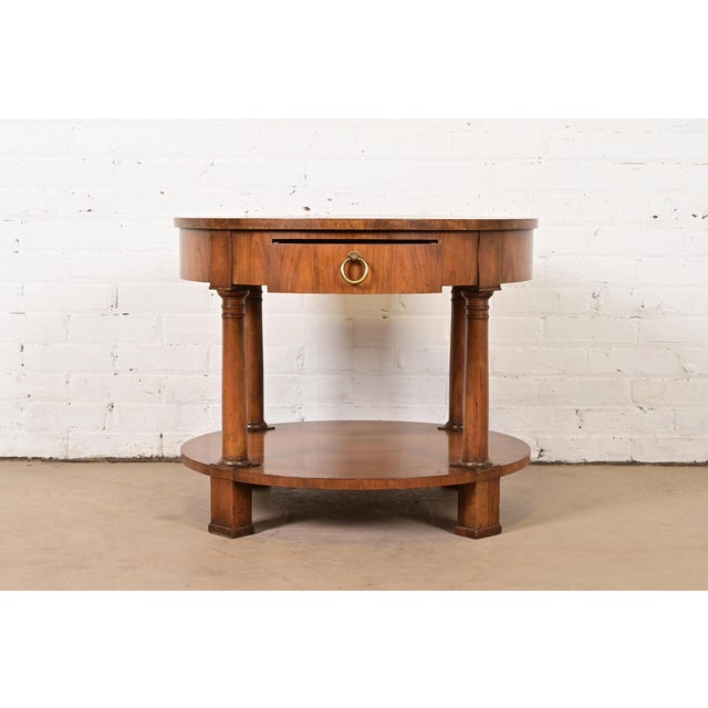 Baker Furniture French Empire Cherry and Burl Wood Tea Table, Circa 1960s For Sale - Image 9 of 16