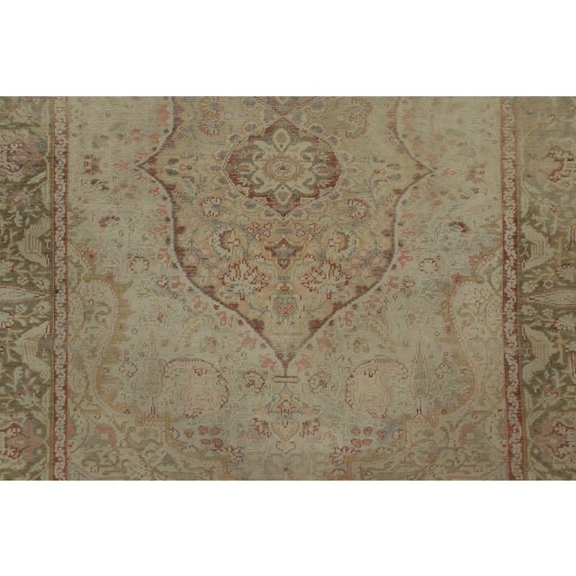 Rug & Kilim Antique Distressed Turkish Rug With Florals in Beige Tones - Rug & Kilim For Sale - Image 4 of 9
