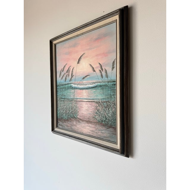 Impressionist Vintage Impressionist Beach Seascape Sunset Oil Painting, Framed For Sale - Image 3 of 12