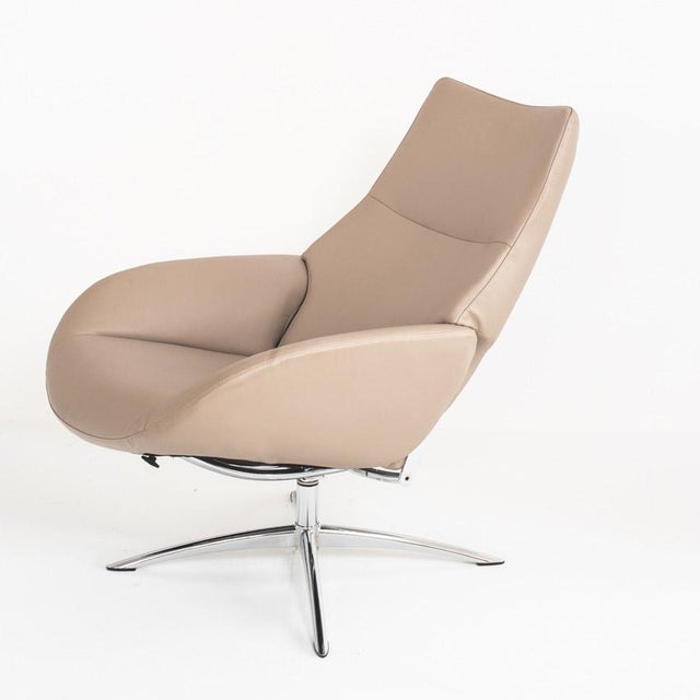 Set of Reclining and Swiveling Leather Armchair with Ottoman Lotus Model by Kebe A/S, Denmark For Sale - Image 4 of 16