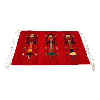 1ft 11in × 3ft 8in Southwestern Navajo Yei Russet Ancestor Area Rug For Sale