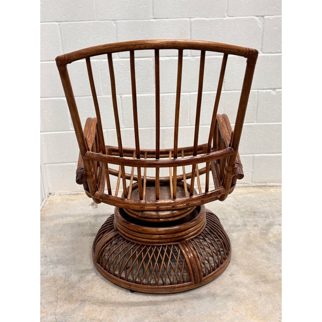 Wood Mid-Century, Franco Albini-Attributed Swivel Rocker Chairs in Italian Vivai Del Sud Style. Fully Refurbished Vintage Rattan & Reed Chairs For Sale - Image 7 of 10
