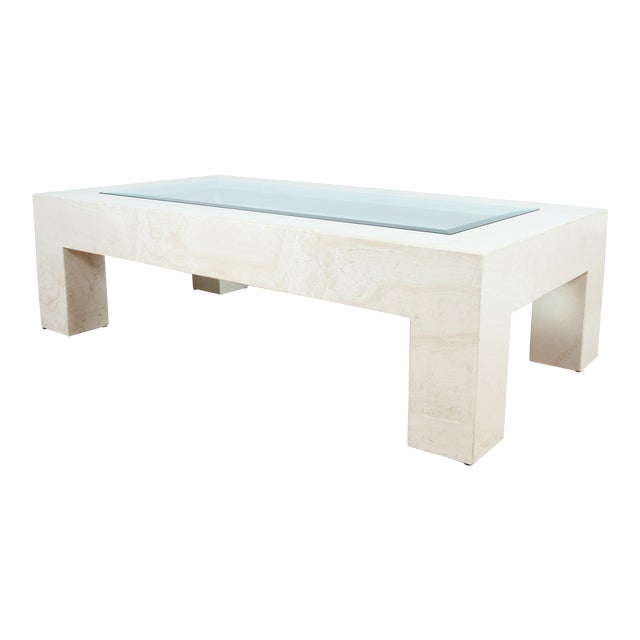 Mid Century Travertine Coffee Table Chairish