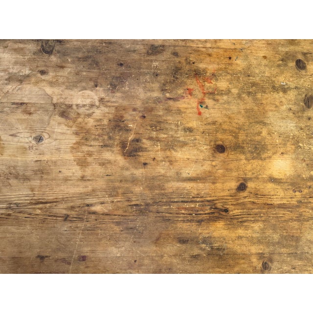 Mid 20th Century Vintage Reclaimed Pine Danish Country Farm Dining Table For Sale - Image 5 of 9