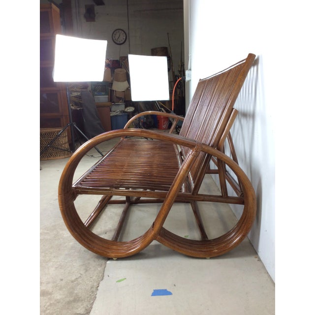 Boho Chic Vintage Rattan Three Seater Sofa Frame For Sale - Image 3 of 12