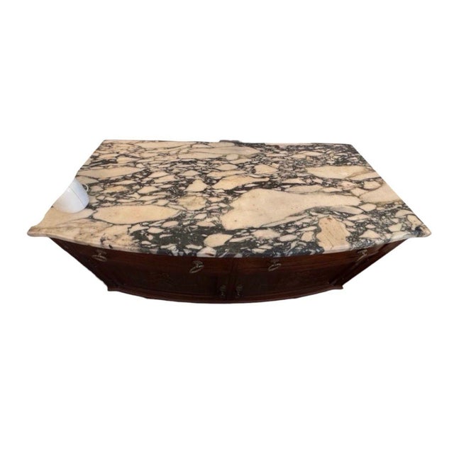 Antique French Louis XVI Demilune Mahogany Calacatta Viola Marble Top Buffet Sideboard Credenza For Sale - Image 9 of 18