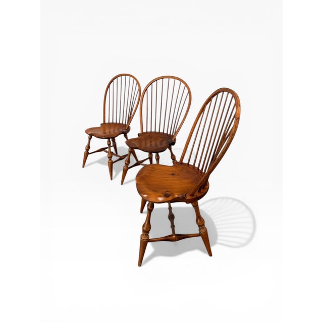 Late 20th Century Set of 3 d.r. Dimes Windsor Dining Chairs, Handcrafted Solid Wood For Sale - Image 4 of 12