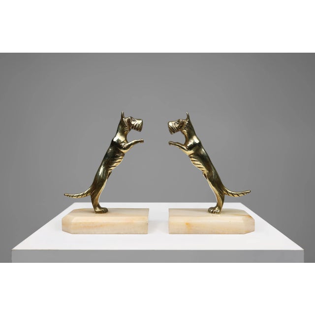 Mid-Century Modern Art Deco Bookends in Copper with Marble Bases, France, 1930s, Set of 2 For Sale - Image 3 of 11