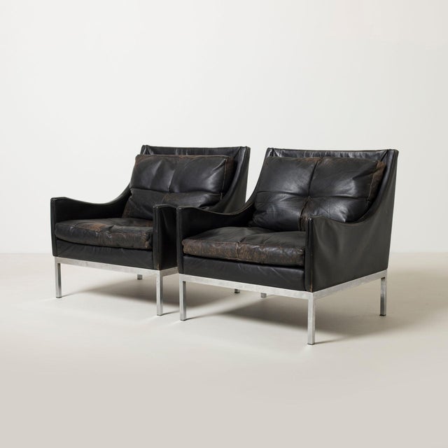 Mid-Century Modern Mid-Century Lounge Chairs in Chrome and Patinated Leather, Germany, 1960s, Set of 2 For Sale - Image 3 of 13
