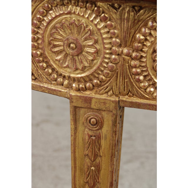 Adam Gold Gilted Satinwood Inlaid Demilune Console Table For Sale - Image 15 of 16