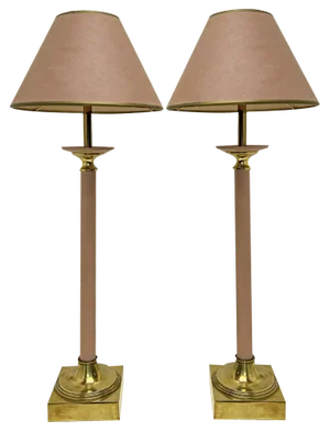 Vintage Brass and Rose Steel Table Lamps from Kullmann, the Netherlands, 1970s, Set of 2