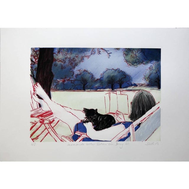 Contemporary Skadi Engeln, Reading Travellers Under the Oak Trees in Berry France, Screenprint For Sale - Image 3 of 3