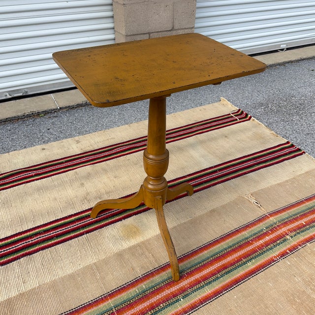 Antique Pennsylvania Spider Leg Candlestand in Mustard Yellow Paint, Circa 1820s For Sale - Image 12 of 12