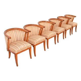 Harold Schwartz for Romweber Mid-Century Modern Sculpted Oak Dining Armchairs, Set of Six For Sale