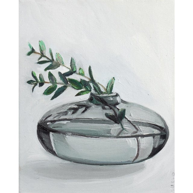 Justyna Kuklo, Grey Transparent Vase with a Twig, 2018, Oil Painting on Canvas, Framed For Sale - Image 7 of 7