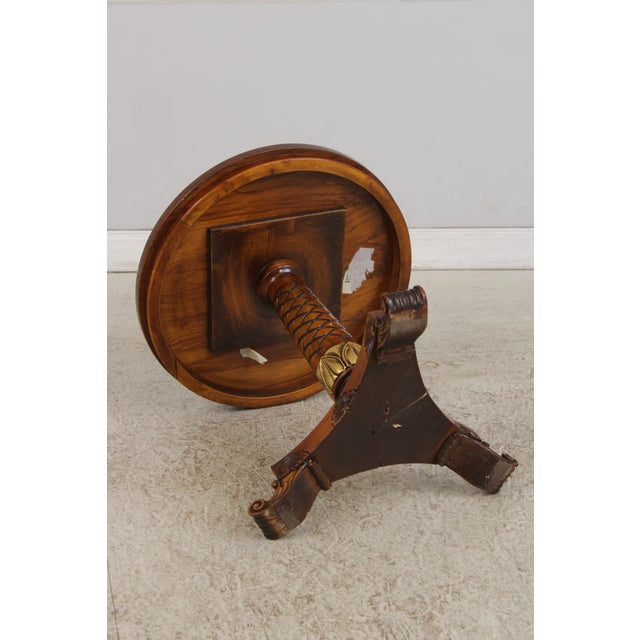Gorgeous Burl Wood Inlaid Round Accent Table For Sale - Image 16 of 16