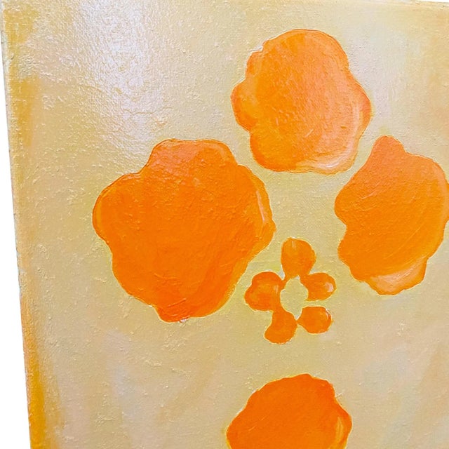 Abstract Abstract Orange Flower Oil Painting: Framed Contemporary Fine Art Canvas For Sale - Image 3 of 3