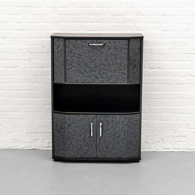 Postmodern Postmodern Burl Wood Bar Cabinet, 1980s For Sale - Image 3 of 14