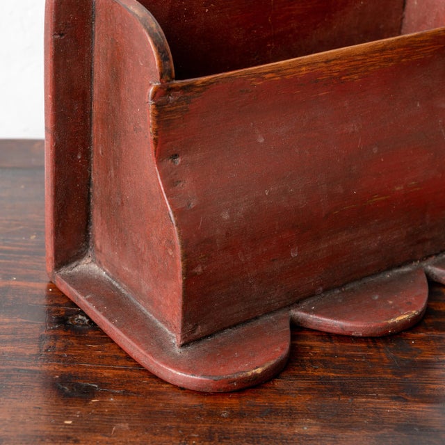 A primitive antique red painted letter box. 9 inches wide by 4 ½ inches deep by 6 inches tall