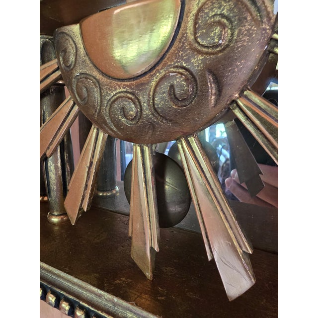 Gold Vintage Pre Mid Century Gold Leaf Wood Swedish Clock For Sale - Image 8 of 10