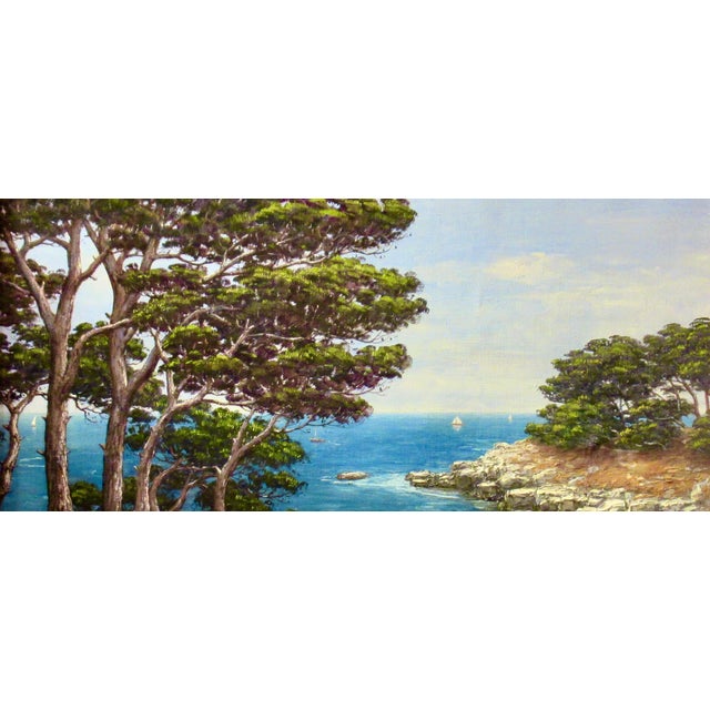 Mid 20th Century Rene Dulieu Coastal Scene Of The French Riviera C. 1960 Painting For Sale - Image 5 of 7