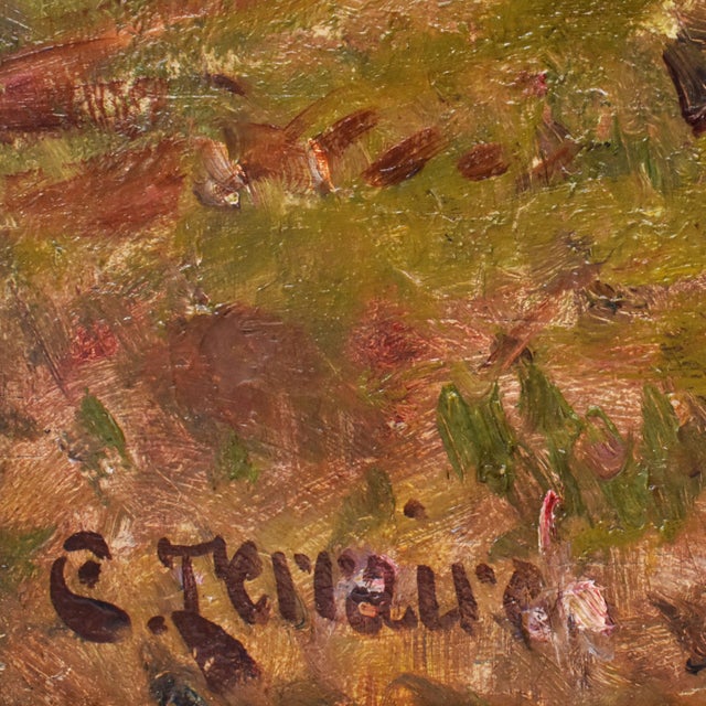 Clovis Frédérick Terraire, Landscape with Young Shepherdess, 20th Century, Oil Painting on Canvas, Framed For Sale - Image 9 of 11