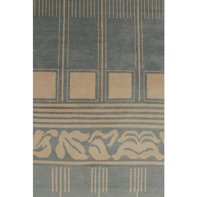 Rug & Kilim’s French Art Deco style rug in Blue & Cream Geometric Patterns - 12x14 For Sale In New York - Image 6 of 7