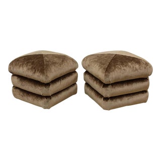 1980s Custom Made Velvet Ottomans - Set of 2 For Sale