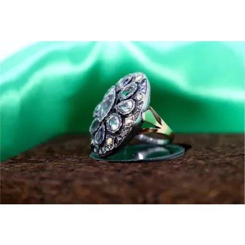 Gold and Silver Ring with Teardrop and Pear Cut Zirconias For Sale - Image 9 of 10