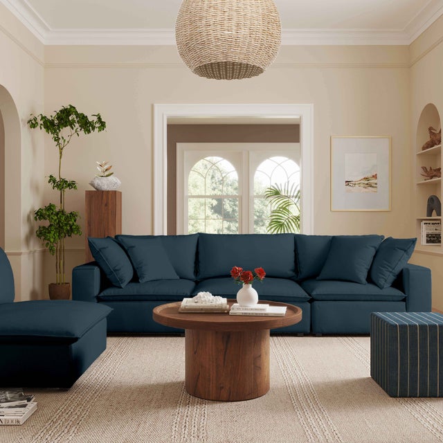 Cali Navy Performance Fabric Modular 4 Piece Sectional For Sale In Los Angeles - Image 6 of 8