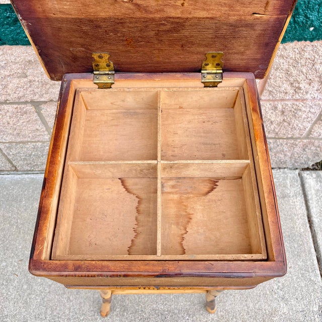 Mid 20th Century Mid 20th Century Bamboo and Grasscloth Side Table With Storage Compartment For Sale - Image 5 of 6