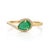 14k Gold Contemporary Pear-Shaped Emerald & Diamond Halo Bypass Ring Size 8 For Sale - Image 4 of 15