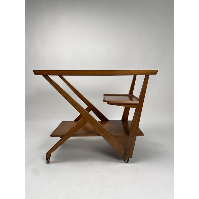 Mid-Century Italian Wooden Bar Cart by Charlotte Perriand, 1950s For Sale - Image 3 of 11